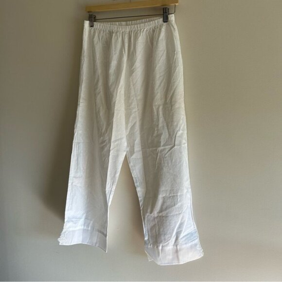 Vintage Oscar De La Renta Pink Label White Cotton Pajamas Set - Picture 10 of 13